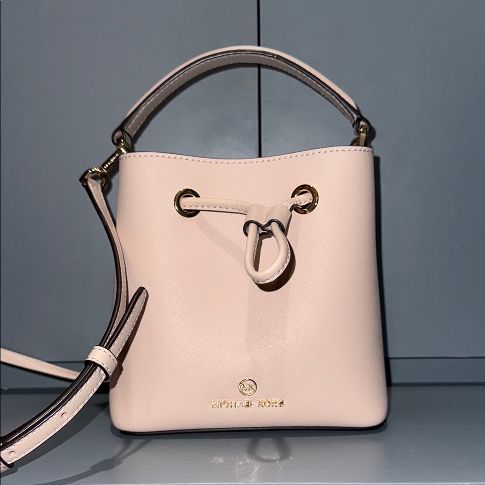 Michael Kors Pink Mini Bag with Drawstring Closure